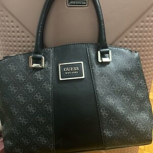 Guess Black Patterned Satchel